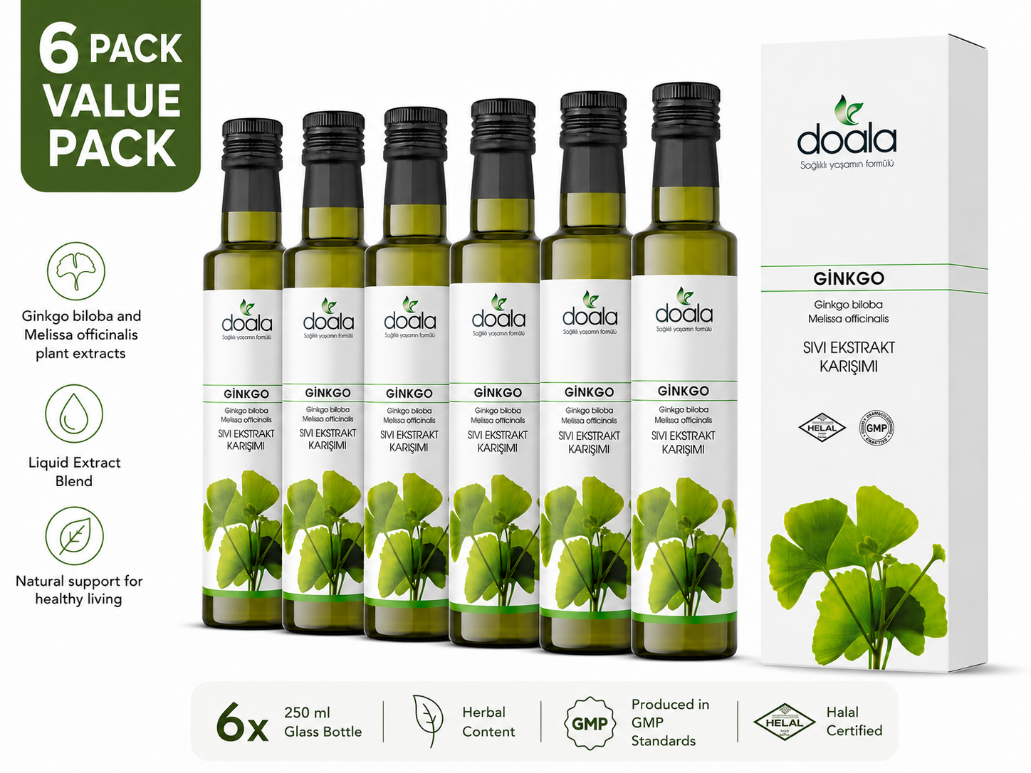 Doala Ginkgo Biloba Sıvı Ekstrakt Karışımı 225ml 6 Adet